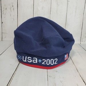 ROOTS USA OLYMPICS 2002 FLEECE HAT SIZE OSFM DARK BLUE MADE IN CANADA VGC
